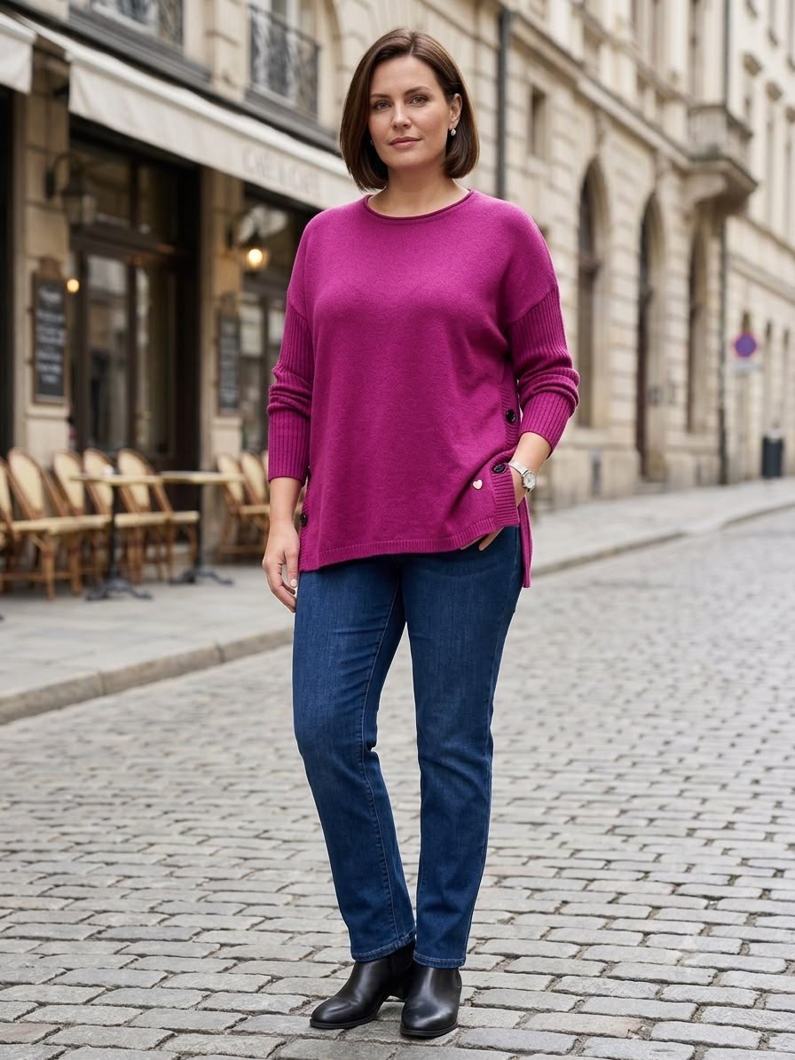Jersey de Punto Oversize con botones en los laterales ZDB166