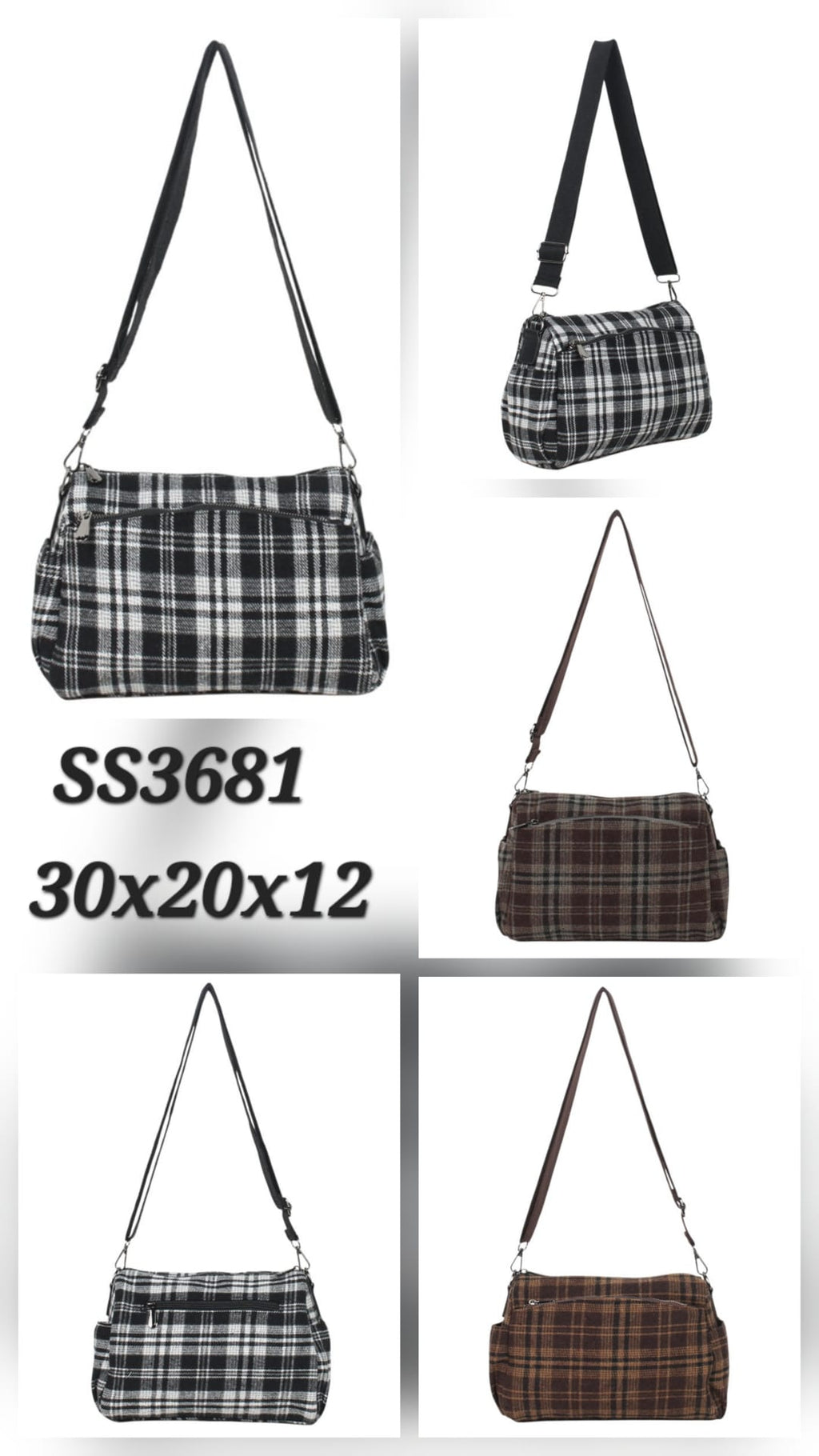 SS3681 Bandolera Estampado Cuadros