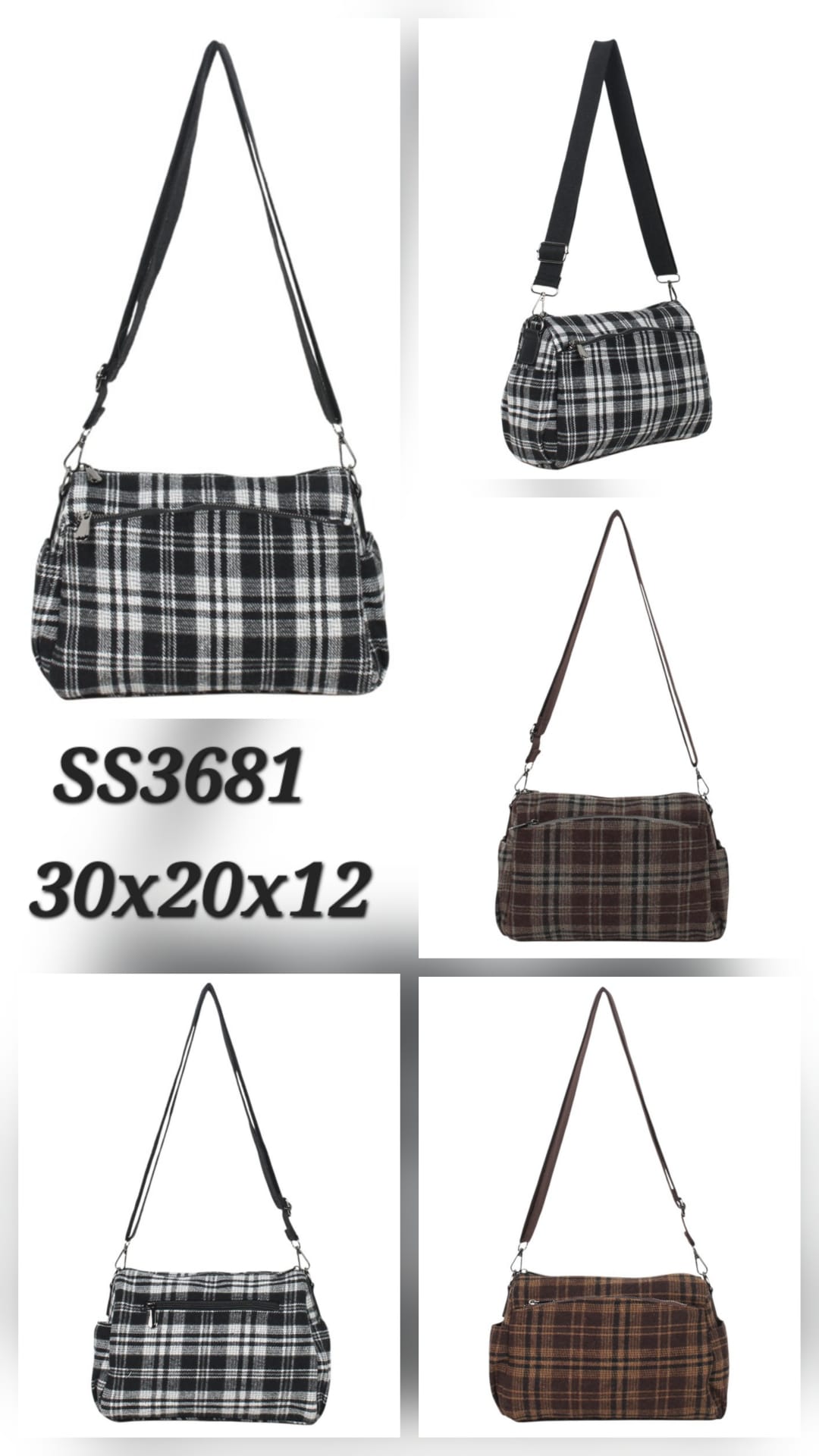 SS3681 Bandolera Estampado Cuadros